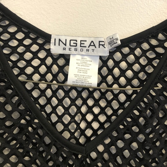 Ingear Resort Black Net Swim Coverup Midi Dress w/Side Slit - Picture 2 of 6